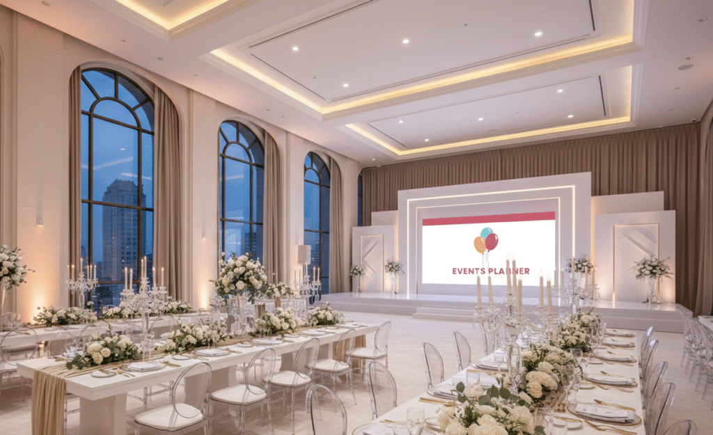 10 Trending Event Themes a luxury events setup, soft Pastel color palette