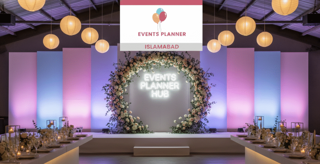 Best House Lighting where see a modern indoor event space in pakistan