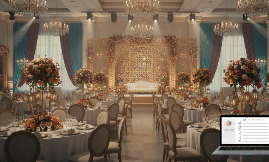 Professional Event Planner create a bueatifully decorated events hall in pakistan